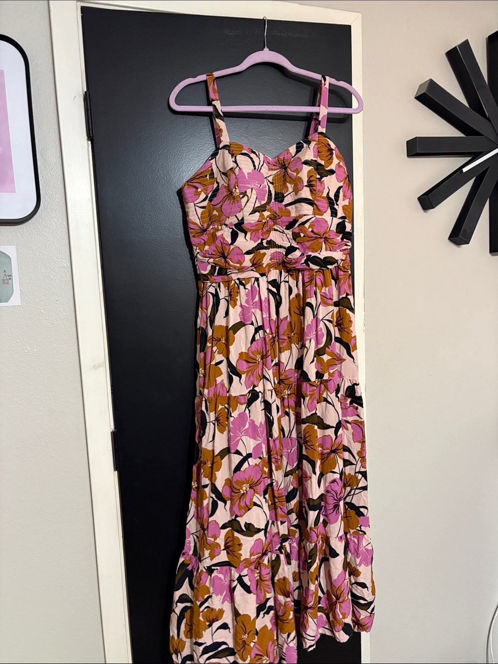Floral Pink and Brown Sundress, Sleeveless Maxi Dress size 0x